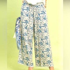 ❤️Hello Gorgeous!! Umgee Two Tone Floral Boho  Print Pants - Ocean Blue